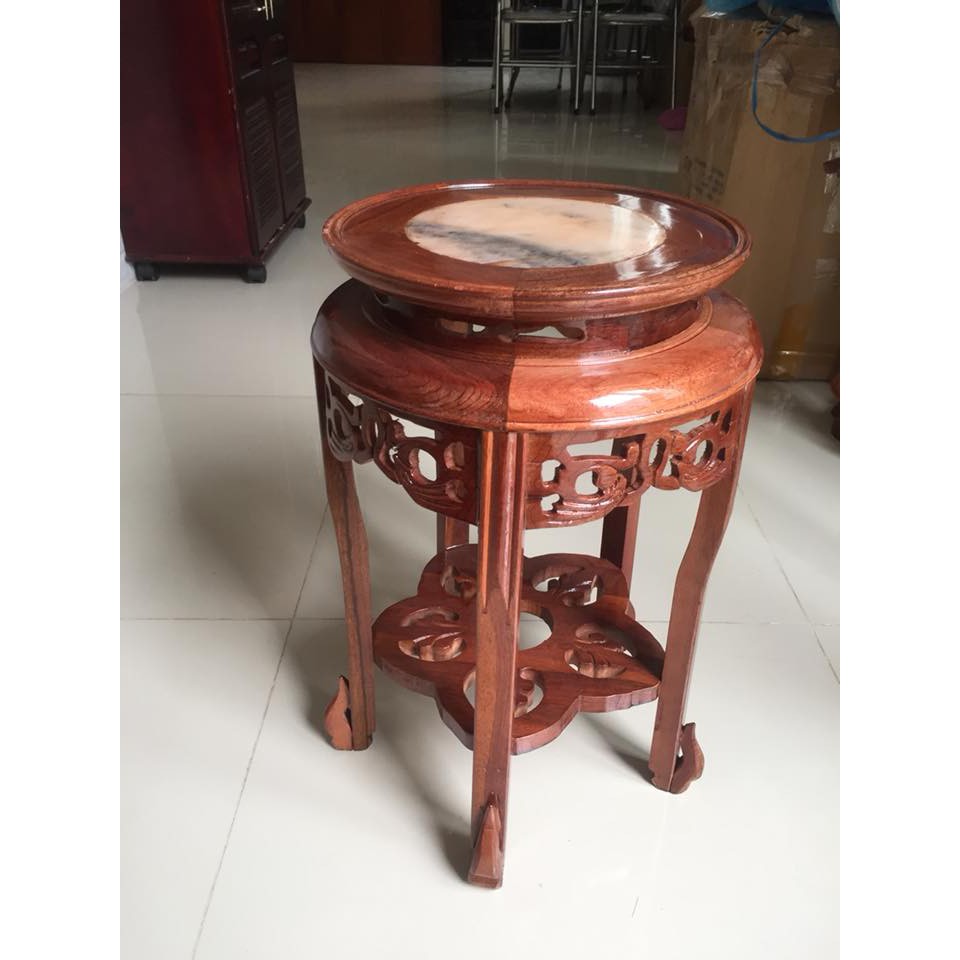 Ghế đôn tròn, mặt ghế 30cm kết hợp giữa gỗ và đá, cao 50cm, thích hợp kê tượng phật, chậu hoa, vật dụng trang trí trong