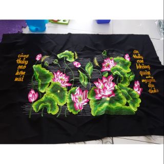 Tranh thêu hoa sen đẹp 50x75cm