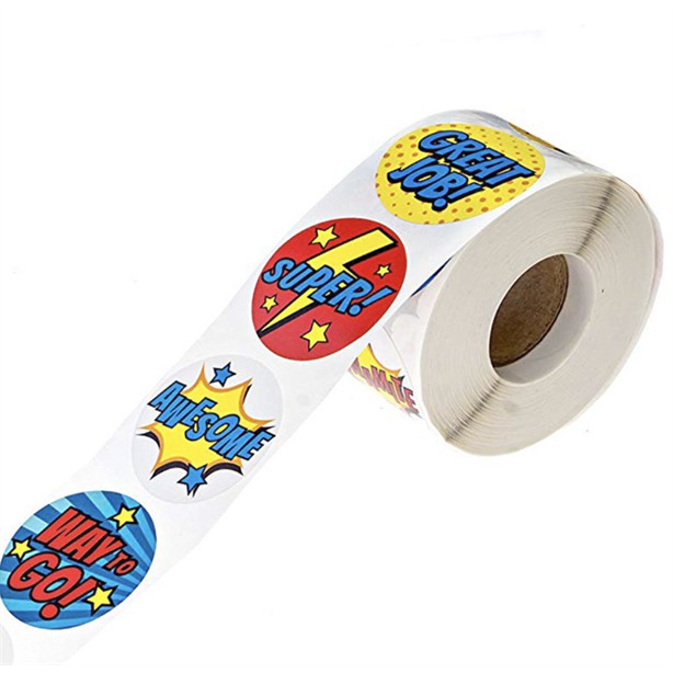 Cuộn băng keo sticker dán khen thưởng - STICKER FACTORY - Chữ Pop Art Reward Tape - số lượng 500 cái x 2.5cm