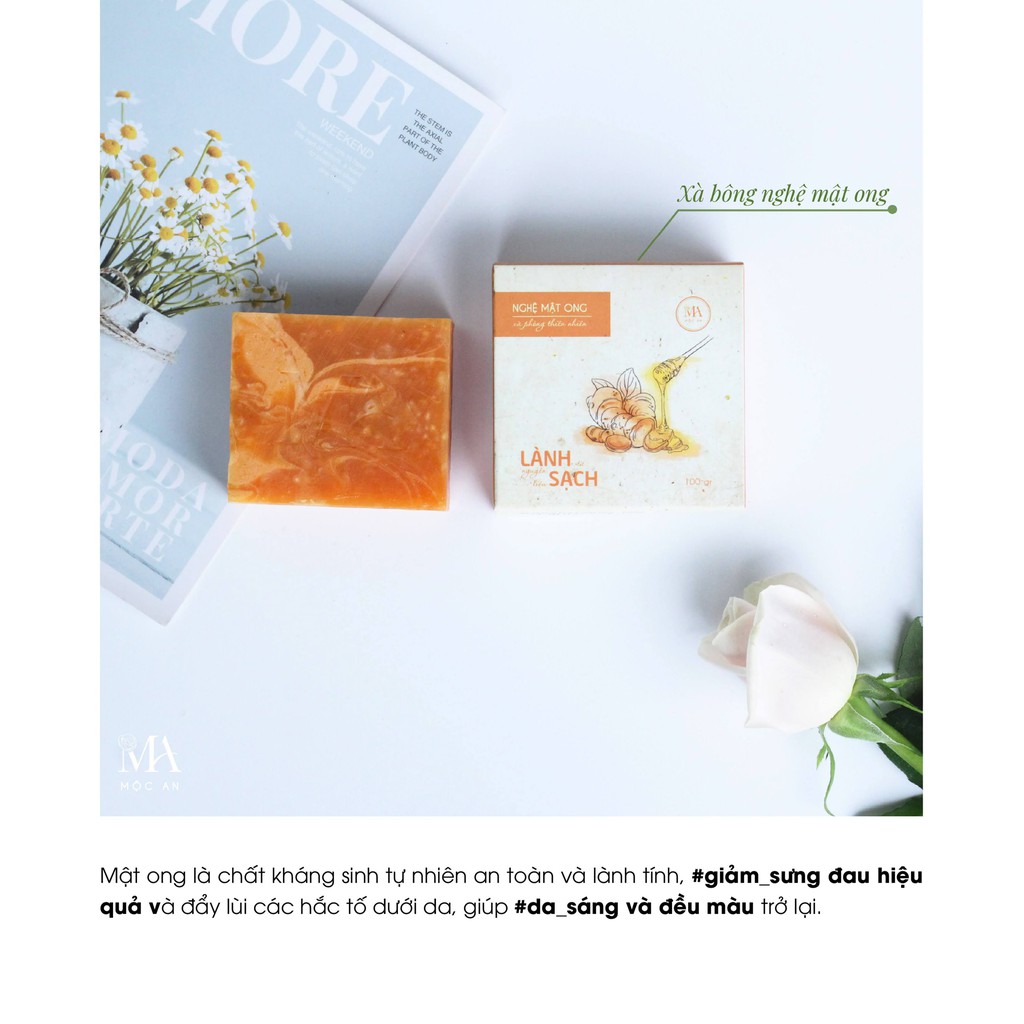 Xà Bông Thiên Nhiên Nghệ Mật Ong Giảm Mụn Thâm, Dưỡng Sáng Da Handmade Mộc An | BigBuy360 - bigbuy360.vn