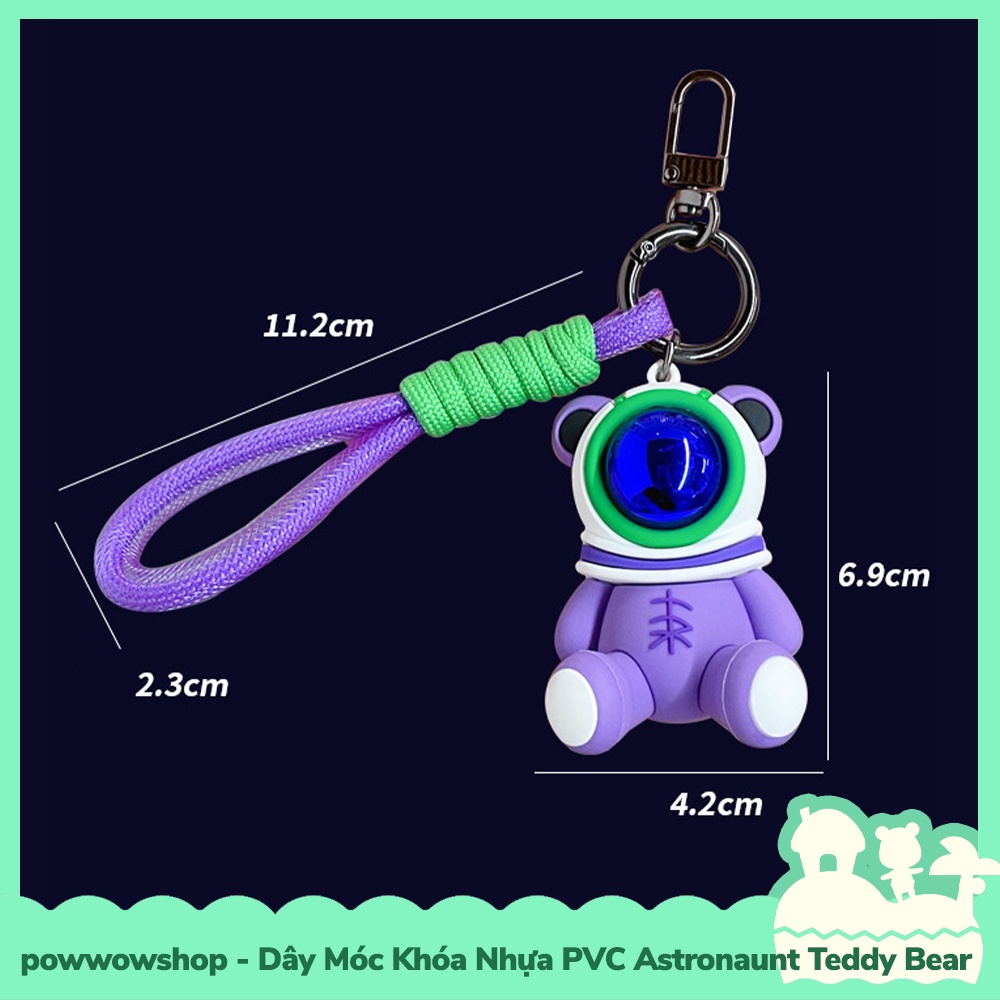 [Sẵn VN - Hỏa Tốc] Dây Móc Khóa Nhựa PVC Mẫu Teddy Bear Astronaunt Phi Hành Gia Nhiều Màu