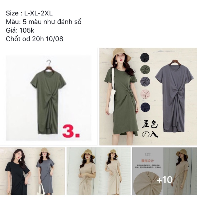 Váy thun xoắn eo