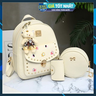[ Tặng túi ví] Balo nữ, balo mini nữ họa tiết hình thêu cây hoa siêu dễ thương