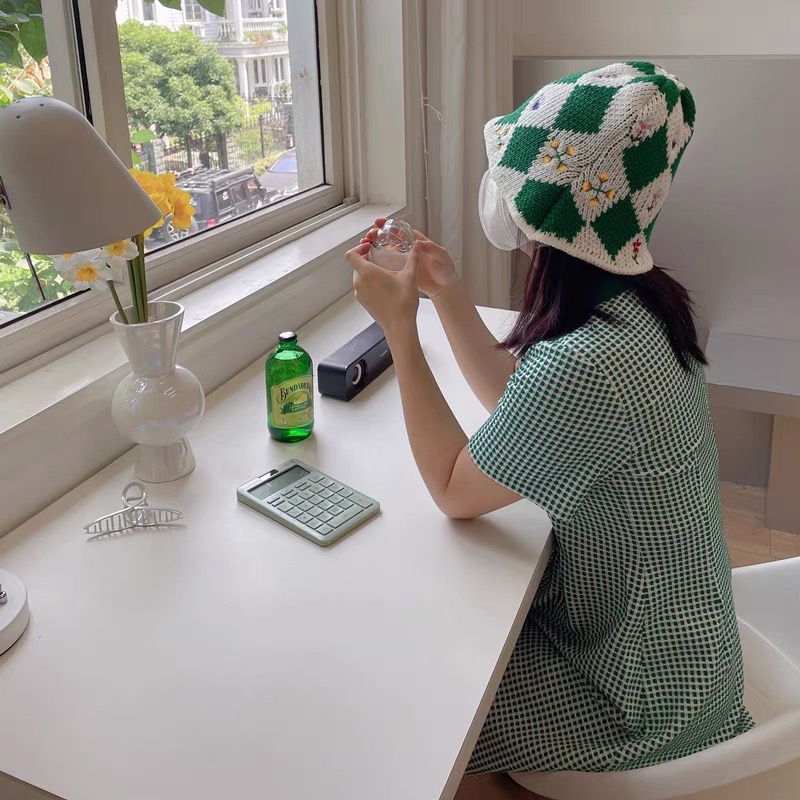 Mũ vành dệt kim MG STUDIO họa tiết bông hoa thời trang cho nữ