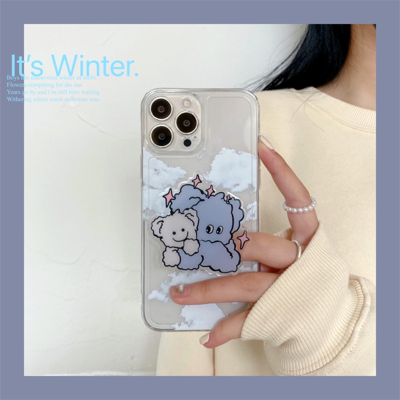 Ốp Điện Thoại Hình Chú Voi Trắng Có Giá Đỡ Cho Iphone 7 8 PLUS X XR XS 11 12 13 PRO MAX SE 2020