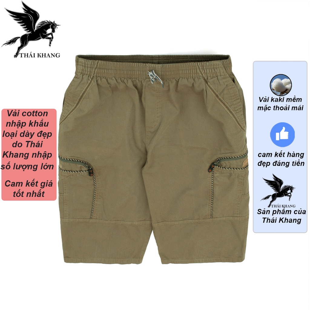 Quần short kaki nam túi hộp trung niên vải cotton đặt từ nước ngoài loại quần túi hộp form rộng QKAK17