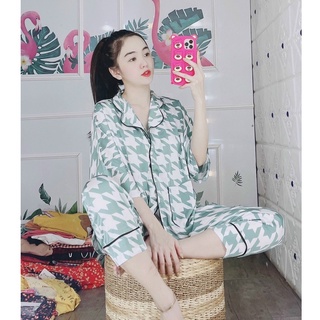Đồ Bộ Ngủ Pijama Lụa Latin Satin Nữ Cộc Dài Cánh Dơi Mặc Nhà Thoải Mái Dễ Thương JULYNA LỤA DÀI