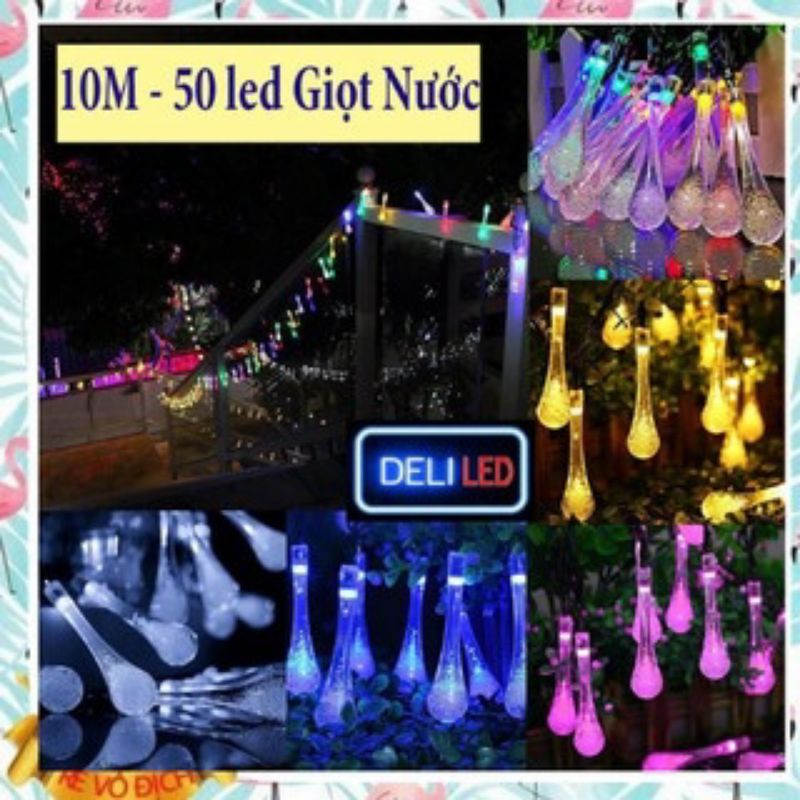 Dây Đèn Thả 10m - 50 Bóng Giọt Nước Trang Trí, cắm điện 220v