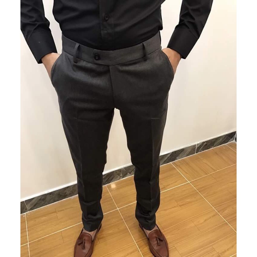 Quần Âu Nam Xám Đậm loại đẹp Quần Tây nam co dãn không nhăn không xù dáng hàn quốc | BigBuy360 - bigbuy360.vn