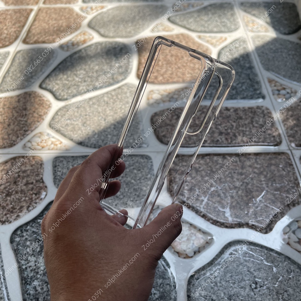 Ốp lưng Samsung Galaxy Z Fold 3 ( Fold3 ) 5G pc cứng trong suốt, có viền gồ bảo vệ cam bền đẹp