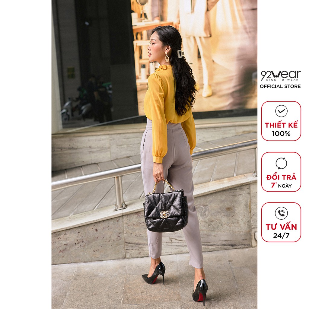 Quần tây baggy nữ 92WEAR quần âu cạp cao ống suông, công sở, đi tiệc, tôn dáng QAA1213 | BigBuy360 - bigbuy360.vn