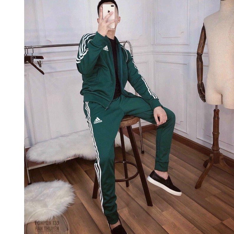 Bộ thể thao adidas nam nữ dài tay thu đông, quần áo thể thao ba sọc nam nữ logo in đồ cao cấp 3 màu cơ bản