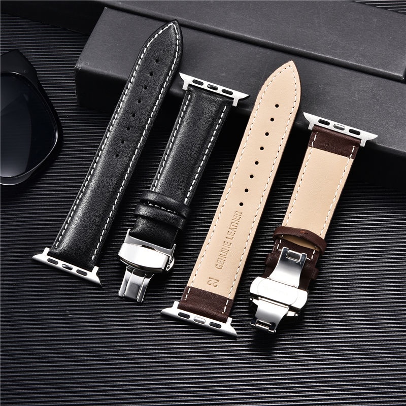 Dây Đeo Bằng Da Nylon Có Khóa Hình Bướm Cho Đồng Hồ Thông Minh Apple Watch Ultra 49mm 45mm 41mm 44mm 40mm 42mm iWatch 8 7 6 5 4 SE 3