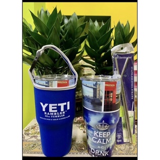 LY GIỮ NHIỆT YETI KEEP CALM 900ML (Logo YETI dập nổi -full phụ kiện)