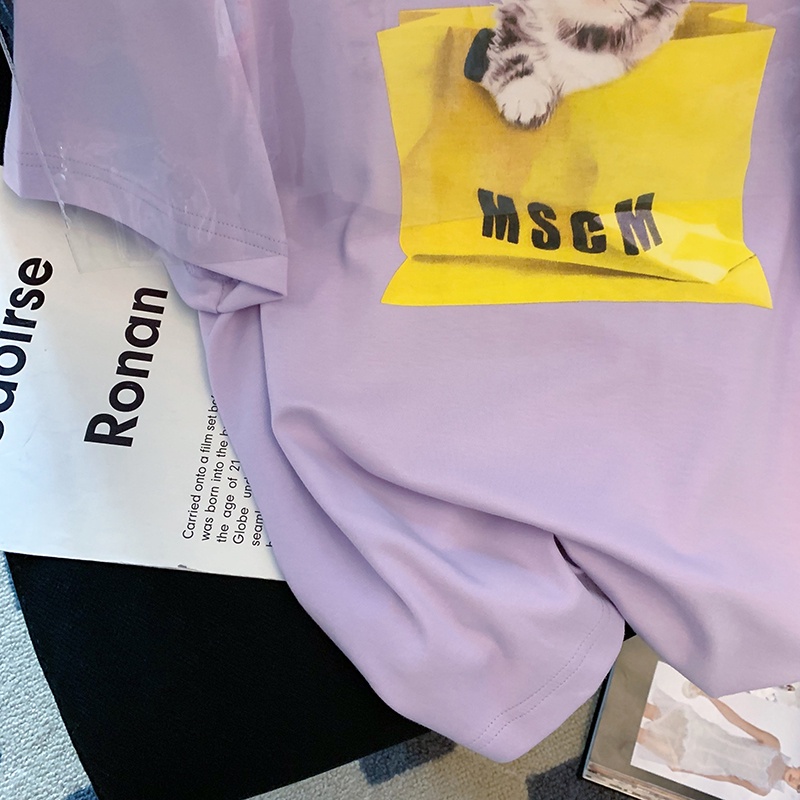 NRVP Áo Thun Nữ Ngắn Tay In Chữ Phong Cách Hàn Quốc