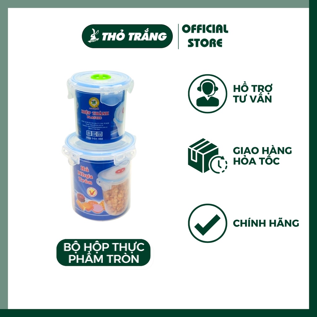 Bộ 2 hộp thực phẩm 488-489HI nhựa tròn cao có khóa kín Superlock hàng chính hãng Nhựa Hiệp Thành
