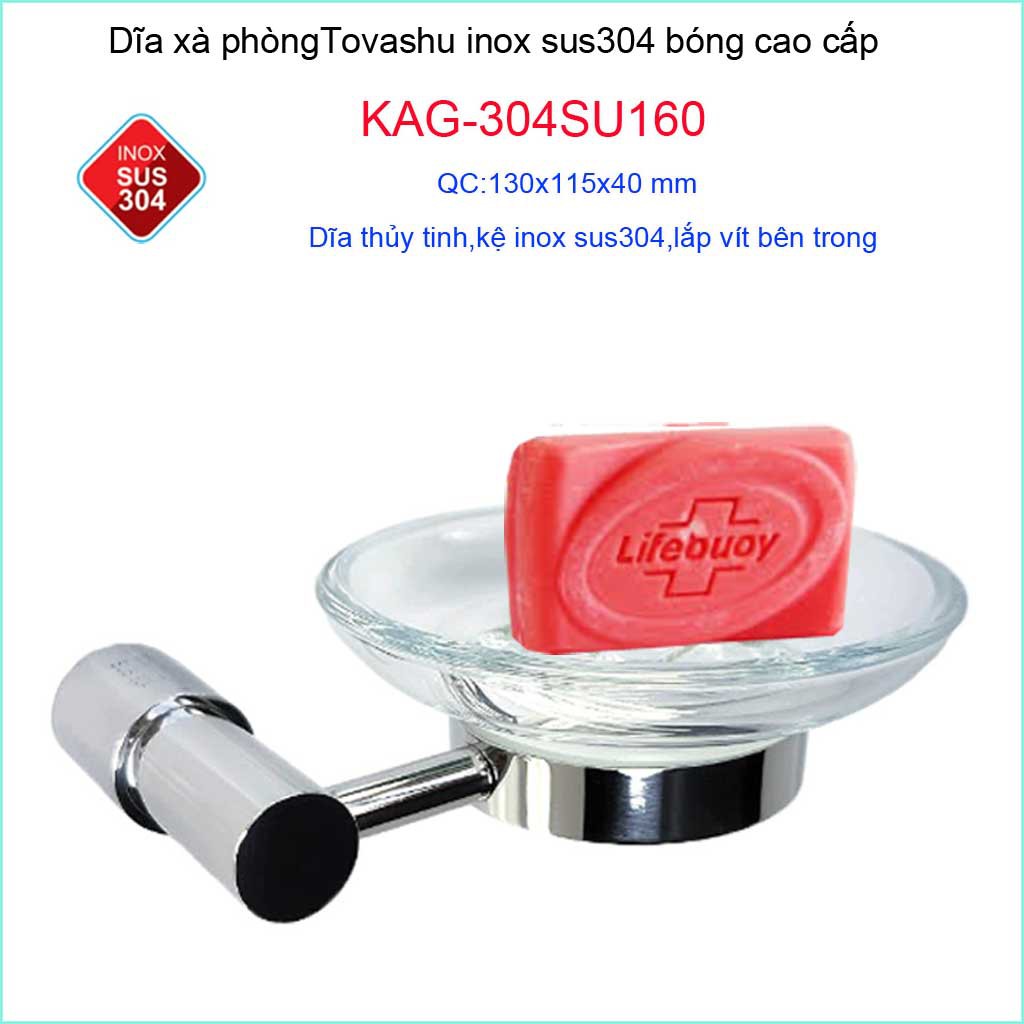 Dĩa xà bông Tovashu, đĩa đựng xà phòng thủy tinh Inox 304 sử dụng tốt giá tốt nhất