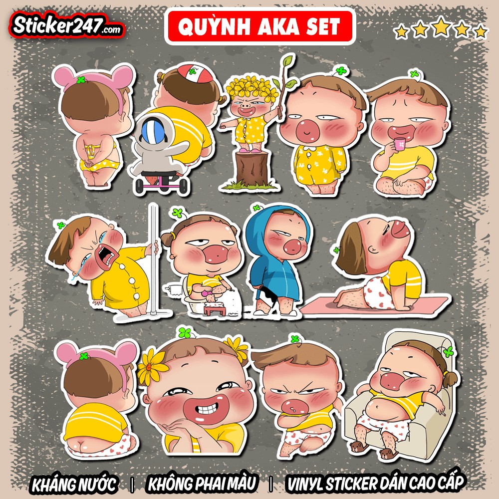Sticker Quỳnh Aka Cute Icon 𝑭𝒓𝒆𝒆𝒔𝒉𝒊𝒑 chống nước sticker dán laptop, điện thoại, đàn, mũ bảo hiểm, vali - CHA02