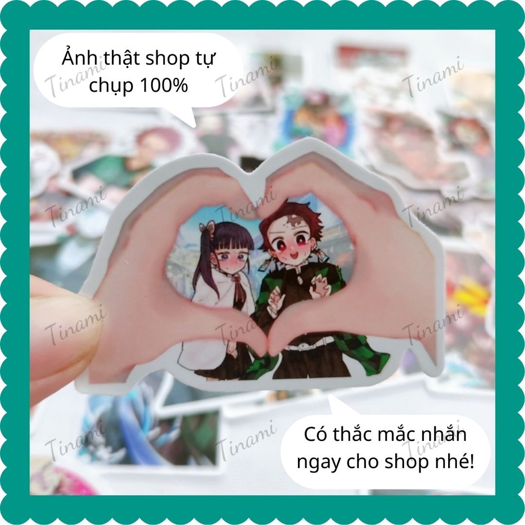 Bộ 50 Sticker Anime Kimetsu No Yaiba hình dán chống nước Manga Demon Slayer dùng làm quà tặng trang trí sổ laptop KNY004