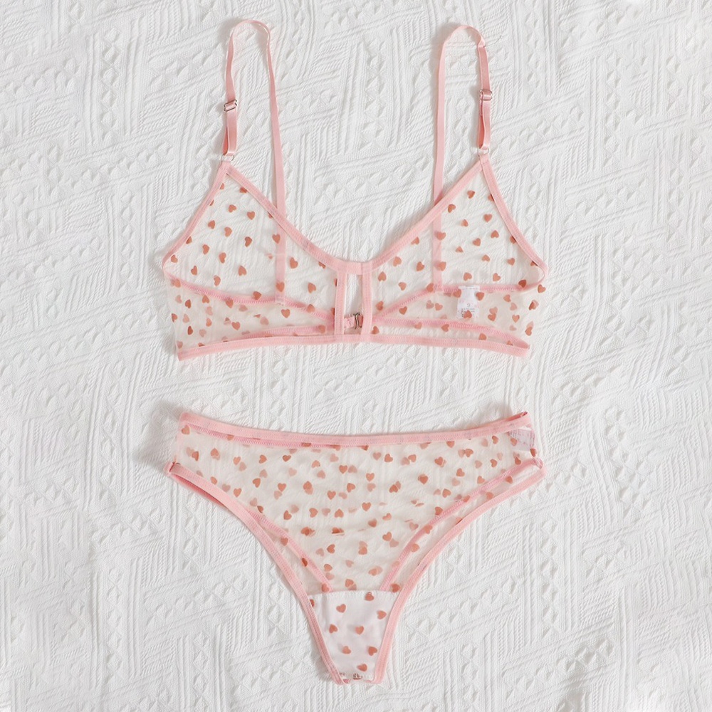 Women Sexy Sheer Mesh See Through Lingerie Bra Set Panty Nightwear Underwear High Quality