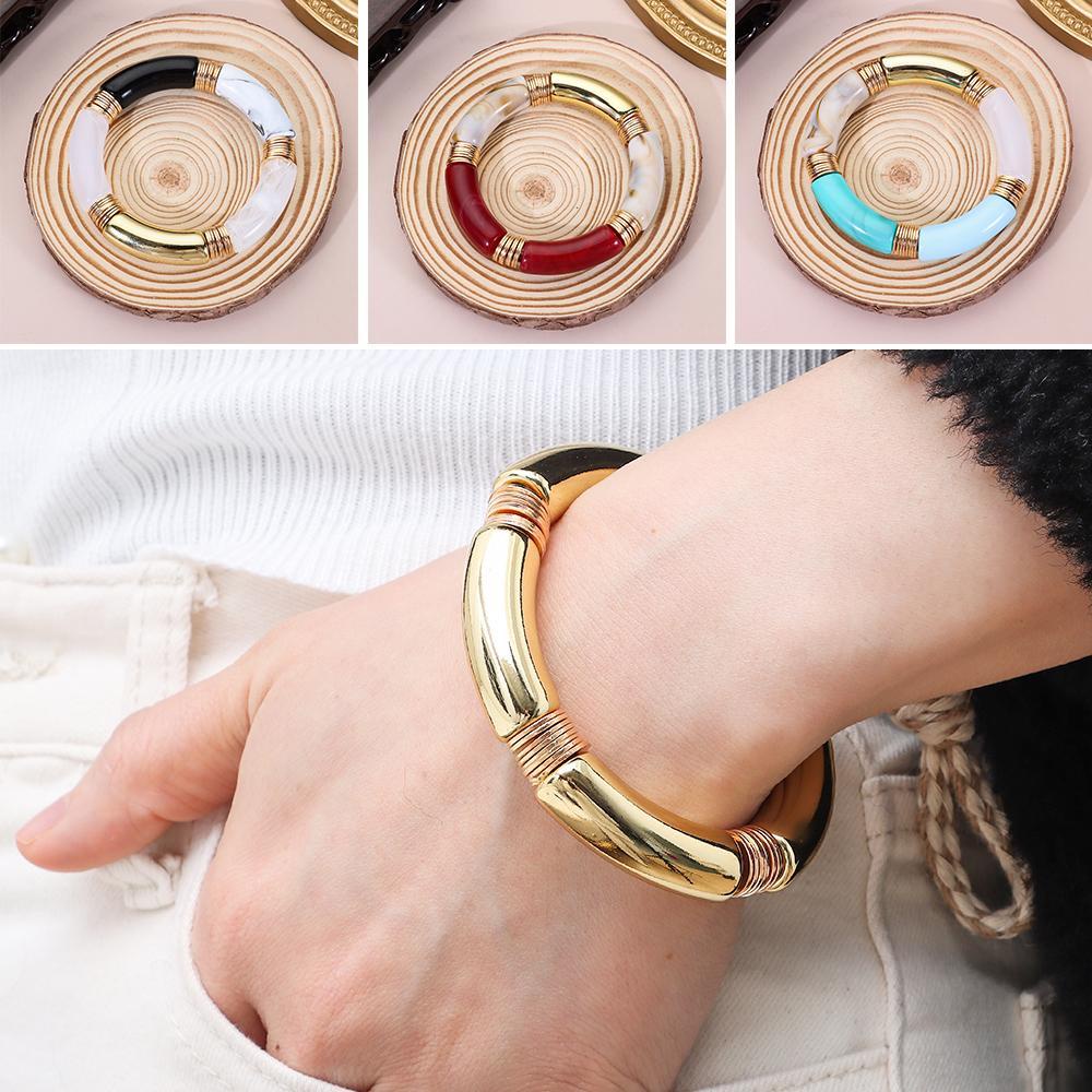 LEILY Vòng Đeo Tay Dạng Ống Tre Phong Cách Vintage