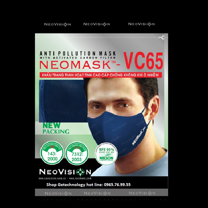 Combo khẩu trang Neomask VC65 và lõi than hoạt tính KSB- khẩu trang chống bụi