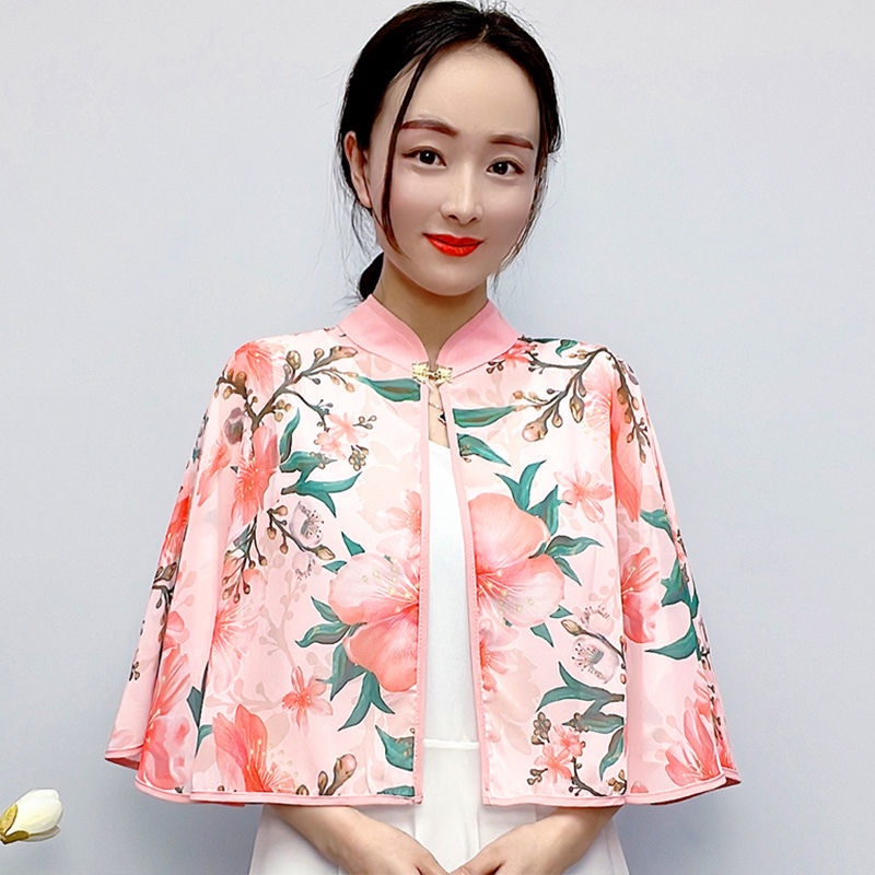 Áo Choàng Voan Mỏng In Họa Tiết Hoa Nhí Xinh Xắn Thời Trang Phong Cách Retro Cho Nữ