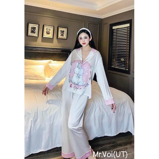 Bộ pizama lụa thỏ trắng