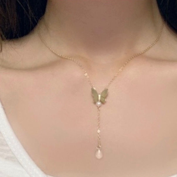 Vòng cổ Choker Mặt Hình Giọt Nước Và Bướm Đơn Giản Ngọt Ngào Thời Trang Cho Nữ