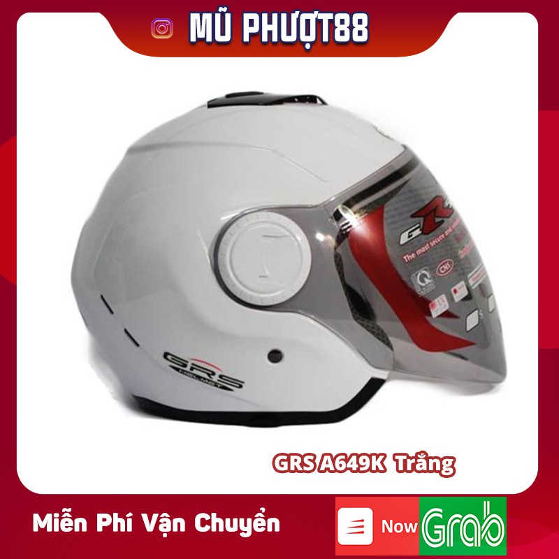 Mũ bảo hiểm GRS A649k Trắng bóng