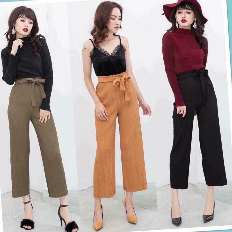 Quần nhăn dập ly ống suông