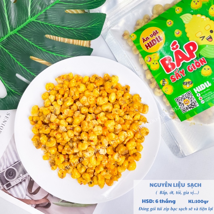 Bắp rang bơ tỏi ớt HiDu 100gr loại ngon giòn tan đậm vị