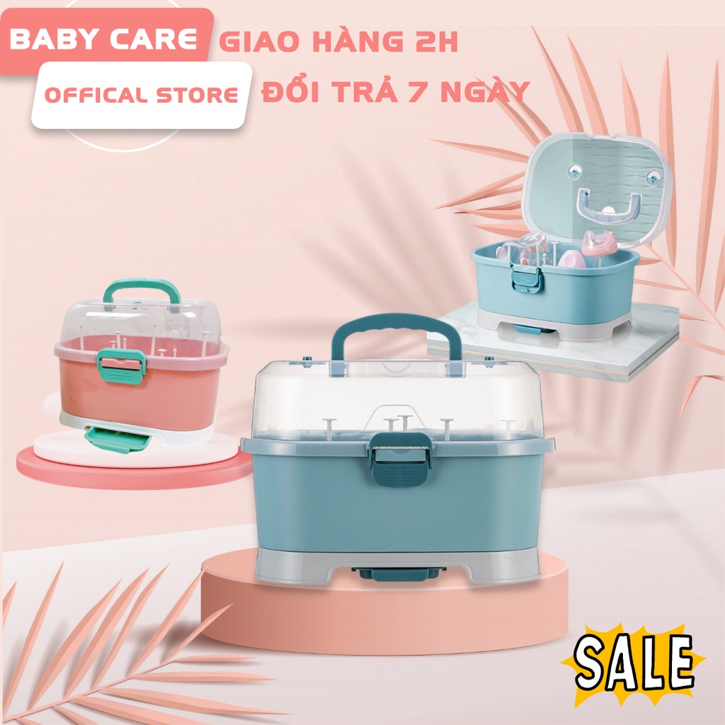 Giá úp bình sữa cao cấp cho bé Jupin , có nắp đây, van thoát khí hàng chính hãng