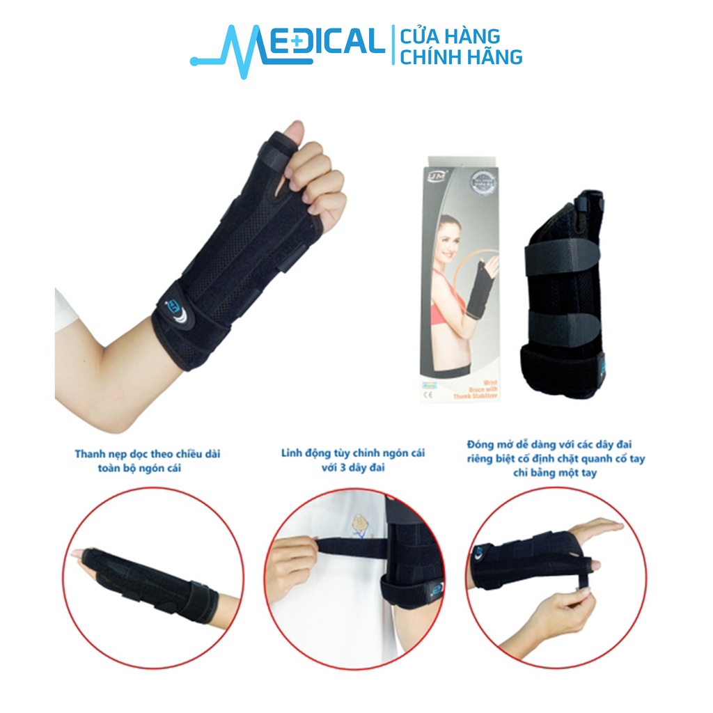 Nẹp ngón cái có ống cổ tay dài Unied Medicare (G08) màu đen - MEDICAL