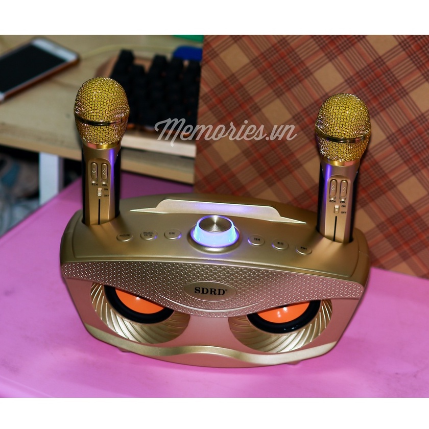 Loa karaoke bluetooth di động Hoco BK9/BS41 / SDRD SD-306 plus mắt cú mèo, chính hãng chất lượng cao kèm 2 Mic cực nhẹ