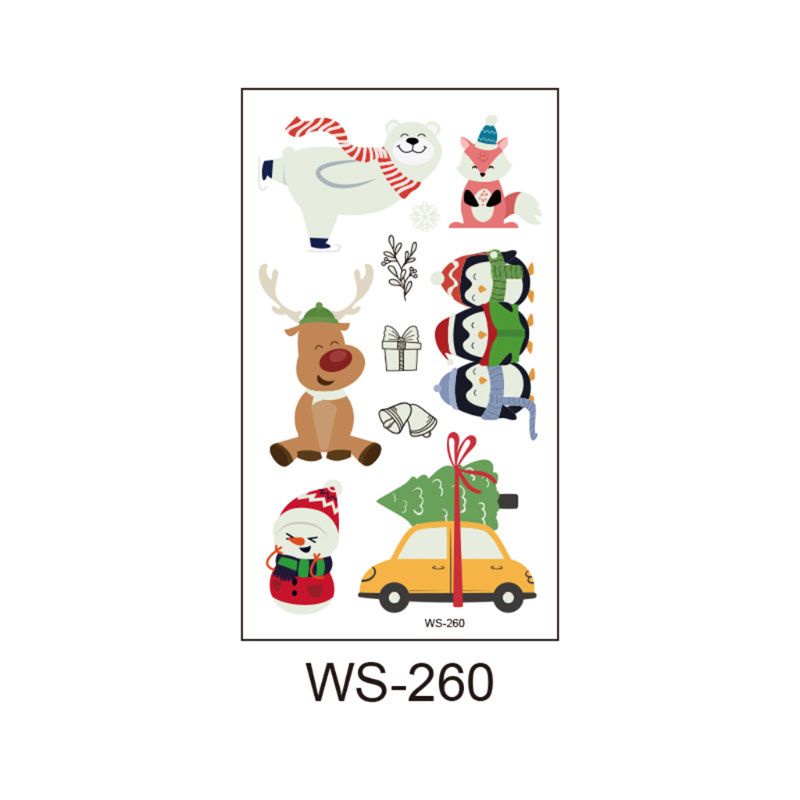 [Hàng mới về] Set 10 hình xăm dán tạm thời dạ quang cho mặt/cánh tay họa tiết Giáng sinh cho tiệc tùng chống thấm nước
