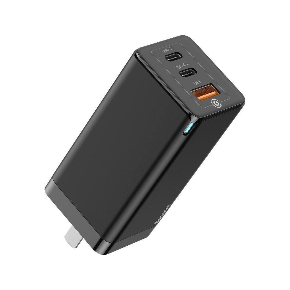 Bộ Sạc Nhanh 65W Cho Laptop Mac iP Sam. Baseus GaN 3 Pro 3 Cổng Sạc / Tặng Cáp Typ 100W
