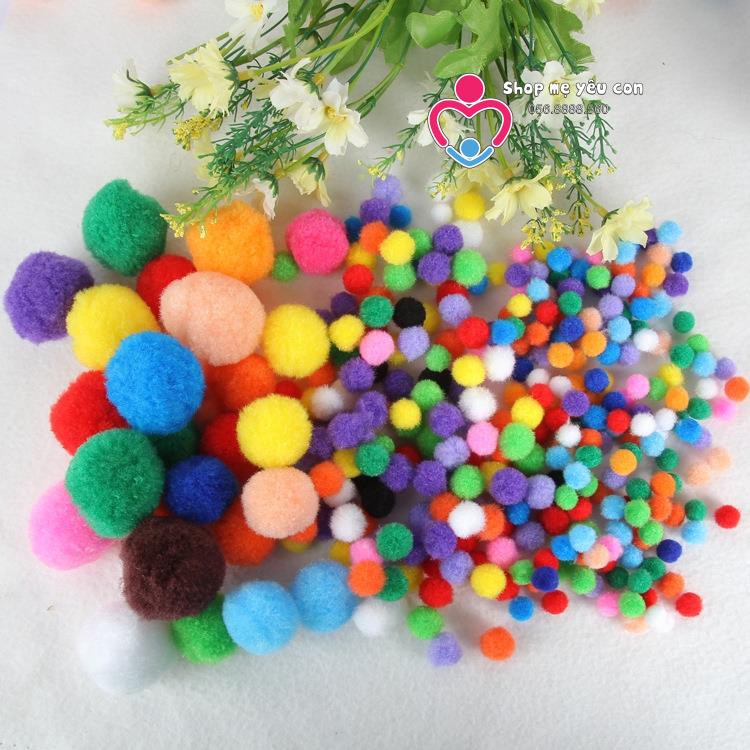 Bịch 1000 hạt pom pom 1cm 1.5cm 2.0cm 2.5cm 3.0cm học liệu giáo dục sớm Montessori SỈ POMPOM