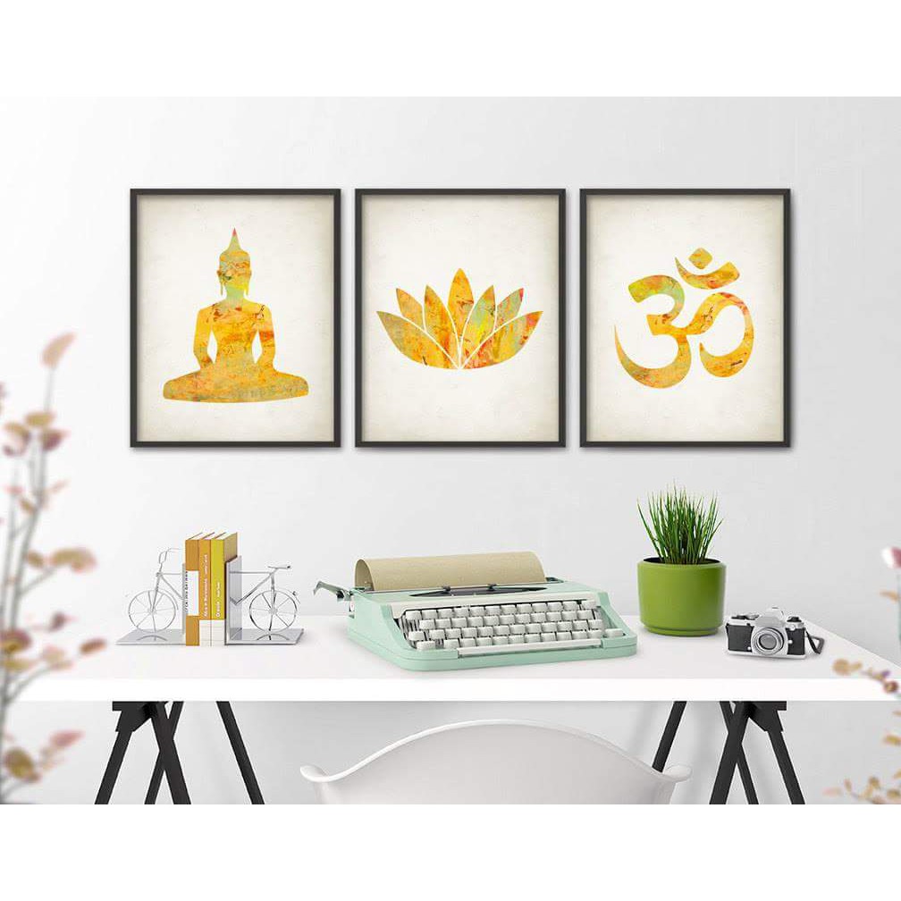 [Giá cực rẻ] Bộ 3 tranh canvas Phật Sen Phát.