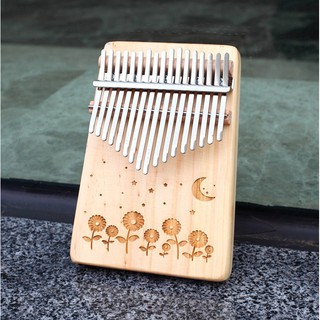 Đàn kalimba 17 phím khắc hình hoa hướng dương, tặng đầy đủ phụ kiện, túi, búa, hướng dẫn tự học, khăn lau, dán phím