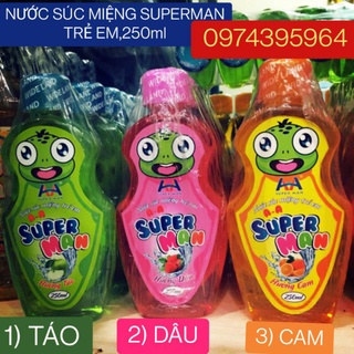 Nước Súc Miệng Trẻ Em Superman,chai 250ml,3 vị Dâu&Táo&Cam