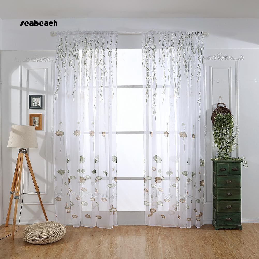 Rèm cửa voan thêu hoa xinh xắn