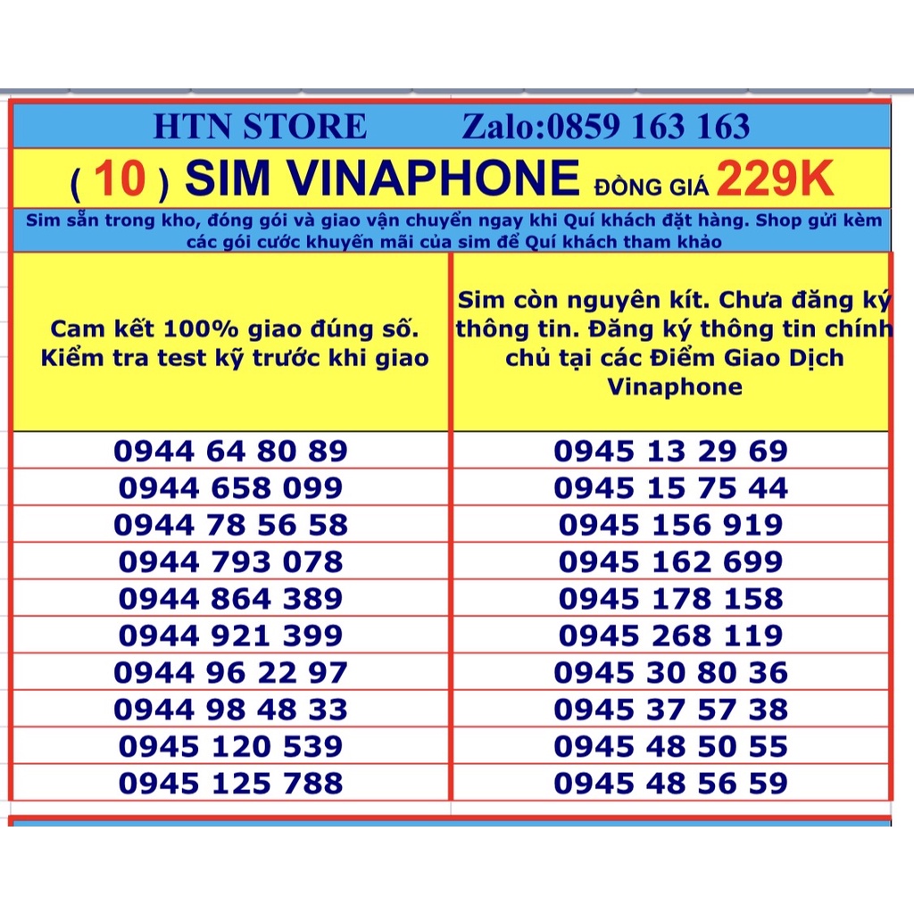 Sim vinaphone số đẹp đồng giá 229k (10) – sim trả trước nghe gọi và 4G