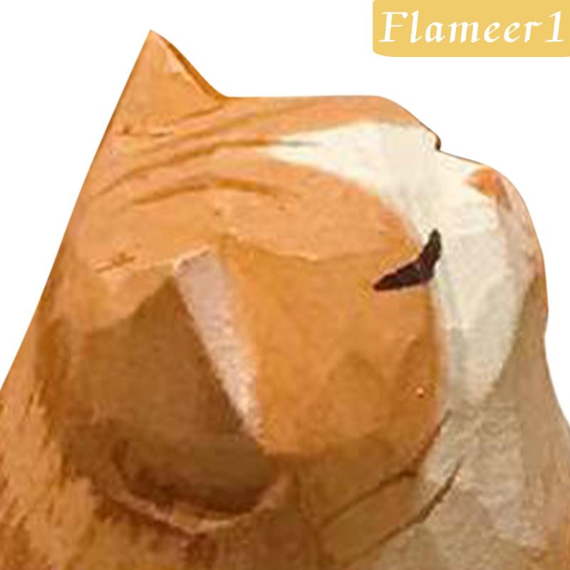 Mô Hình Chú Mèo Bằng Gỗ Màu Cam Dùng Trang Trí Nhà Cửa [Flameameer1]