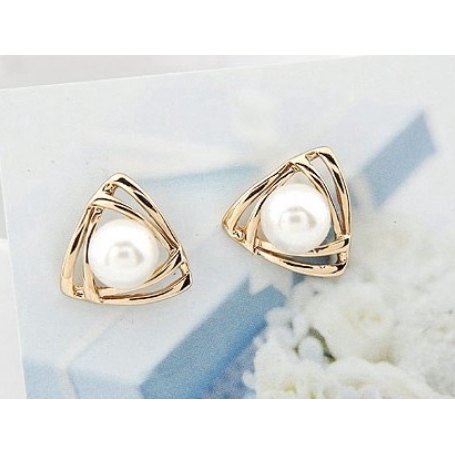 Bông tai vàng khảm ngọc rai ngọt ngào phong cách Hàn Quốc