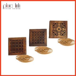 Lư Đốt Trầm Gỗ Hương Khoanh-Xông Khoanh Trầm-Cao 2,5cm-Đường Kính 8,5cm-Nâu Đỏ,giao mẫu ngẫu nhiên