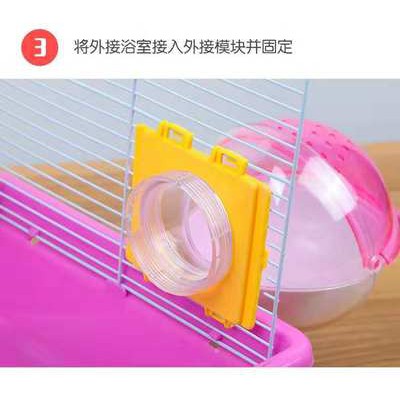 Hamster bên ngoài phòng tắm nhà vệ sinh tắm cát hộp Acrylic bên ngoài đường ống phòng tắm sắt lưới 47 cơ sở lồng sửa đổi