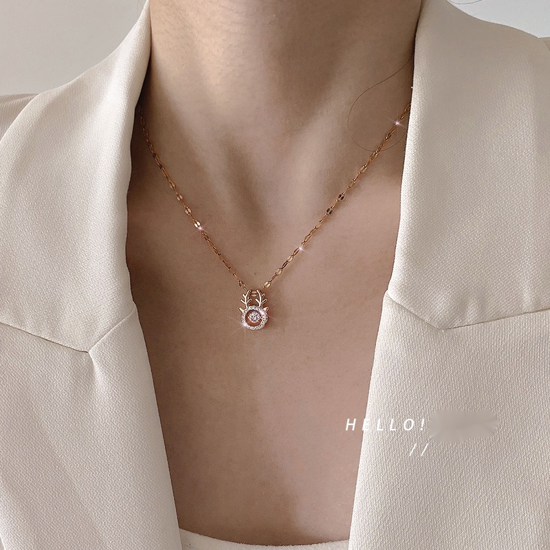 vòng cổ Mặt Hình Đầu Nai Cao Cấp Sang Trọng Cho Nữ
