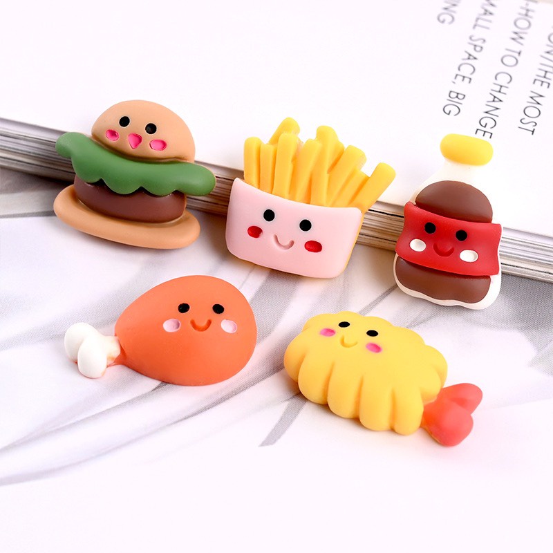 Charm (C246) slime/ Dụng Cụ Trang trí [Ko Keo &amp; Nút] Hình Món Ăn Fast Food