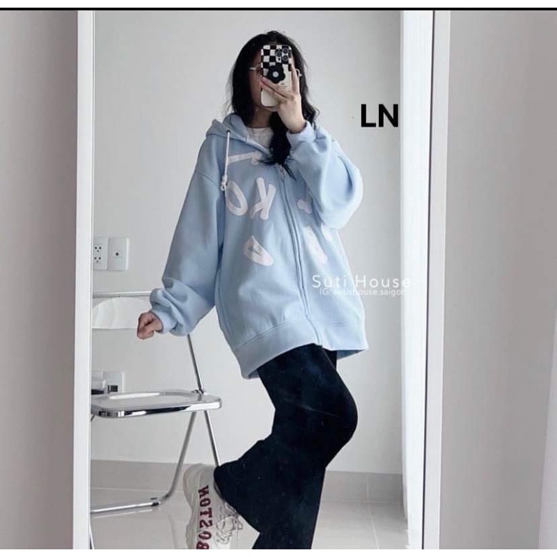 Áo khoá nỉ cotton chữ cái LN12